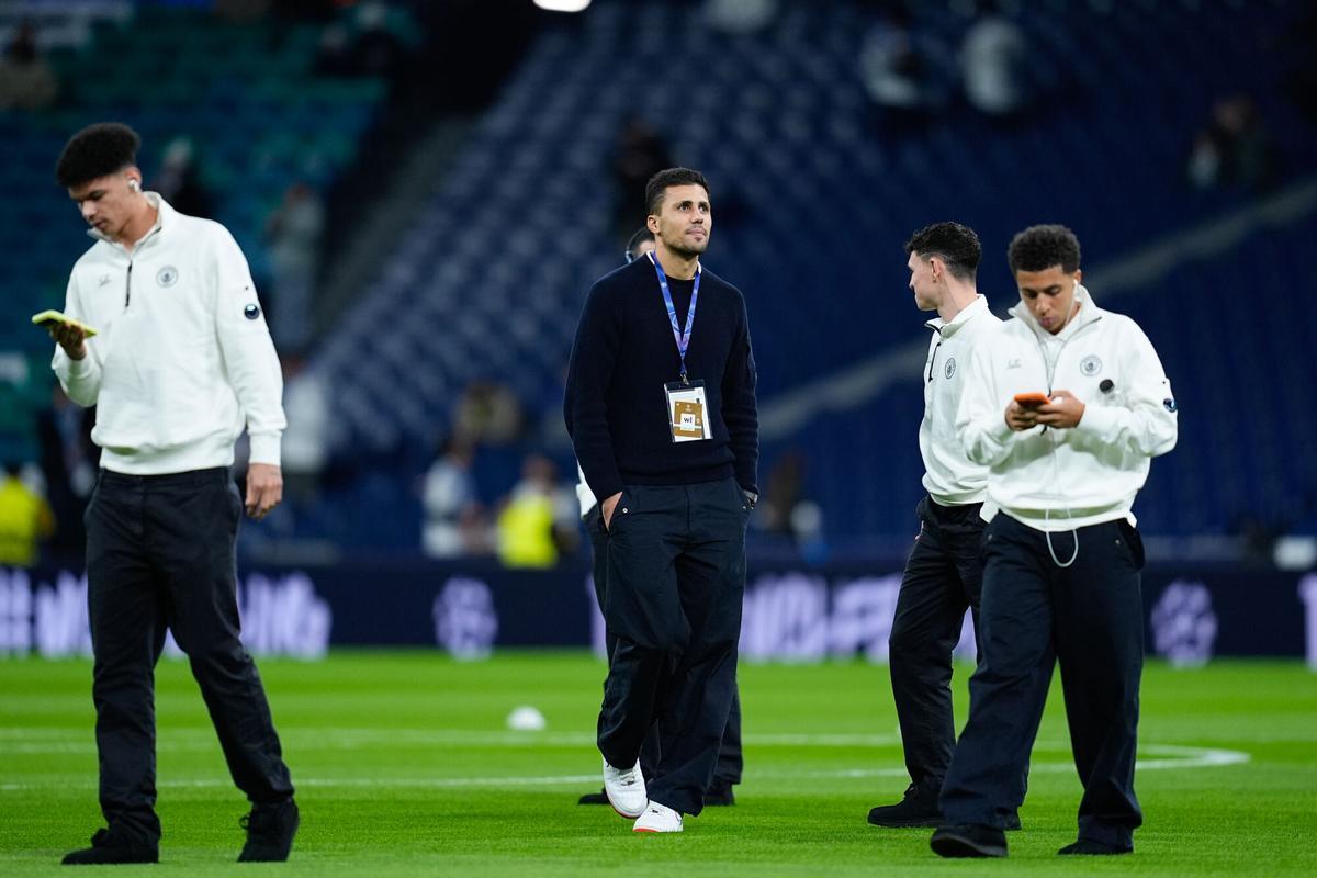 Rodri, en el Bernabéu, durante el pasado Real Madrid - Manchester City.
