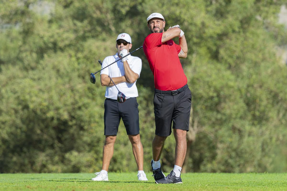 Pepe Reina, guardameta del Villarreal, junto al golfista Sergio García.