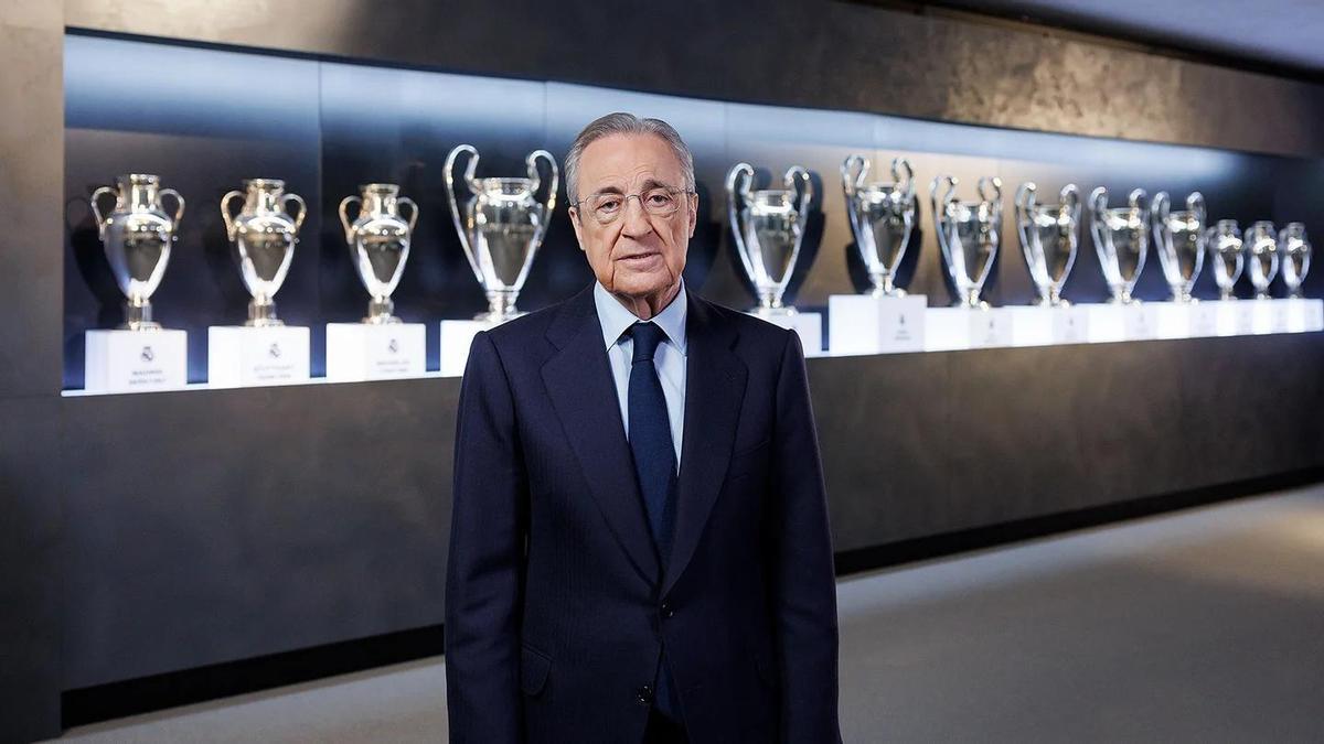 Florentino Pérez, presidente del Real Madrid, durante su declaración institucional.