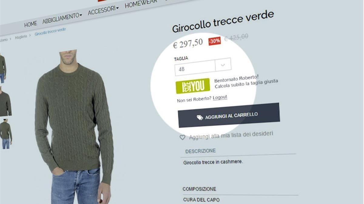 Página web de la tienda de ropa italiana Piacenza, donde se ha probado la 'app' I size you.