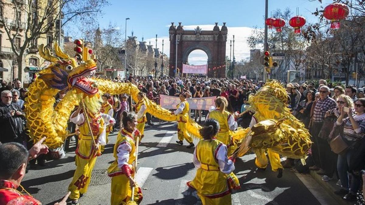 Panorámica del desfile del Año Nuevo chino.