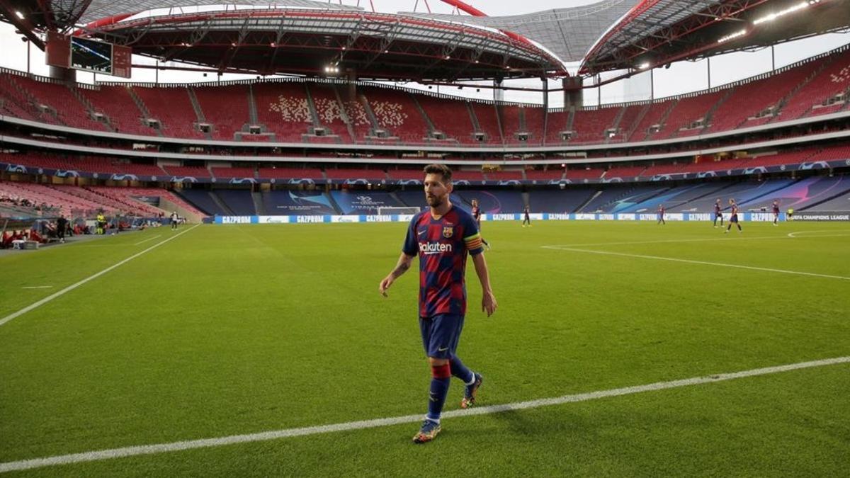 Leo Messi, en el estadio de La Luz, de Lisboa.