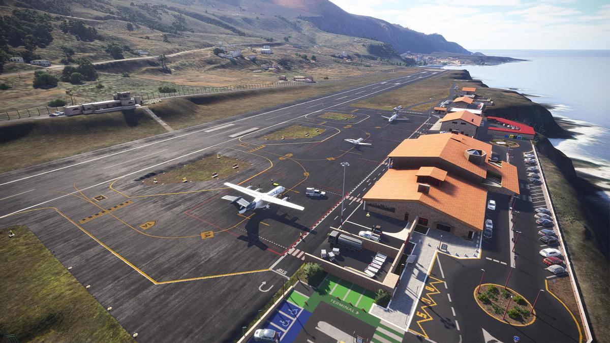 Panorámica aérea del aeropuerto de El Hierro.