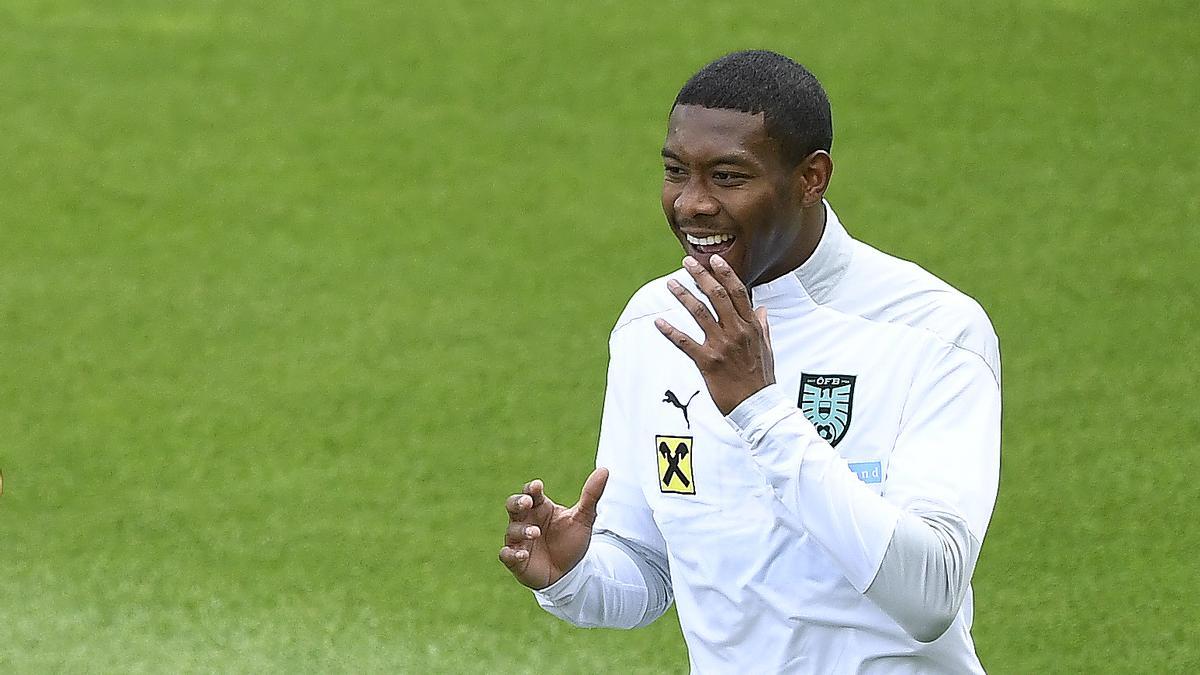 El internacional David Alaba en un entrenamiento con la selección de Austria durante la Eurocopa de 2020.