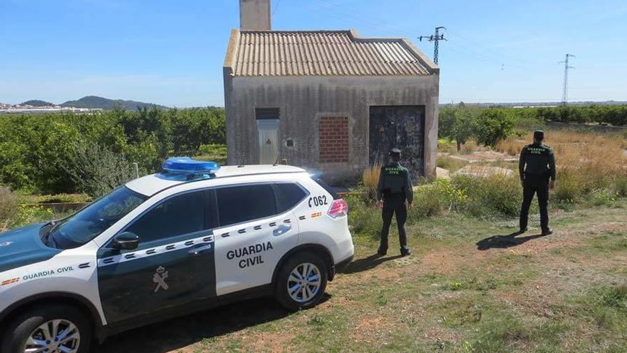 Agentes, vigilando en una zona de huerta.