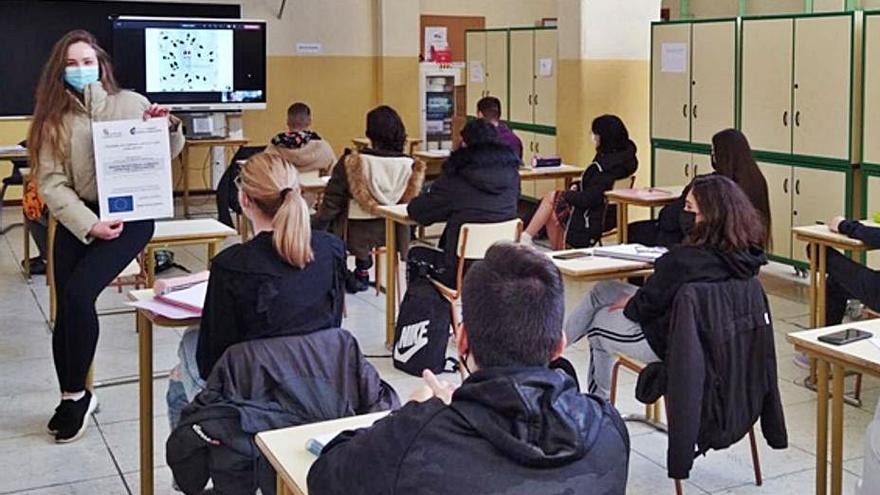 Alumnos del IES León Felipe durante el taller online de escaparatismo. | E. P.