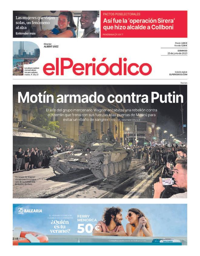 La portada d’EL PERIÓDICO del 25 de juny del 2023