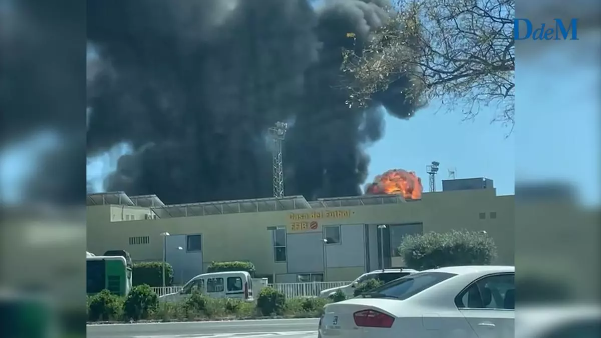 Extinguido el gran incendio declarado en un almacén de una empresa de Son Malferit, en Palma