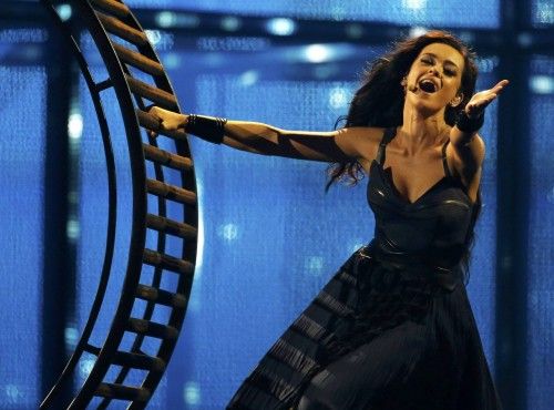 Singer Yaremchuk representing Ukraine performs the song "Tick-Tock" during the grand final of the 59th annual Eurovision Song Contest at the B&W Hallerne in Copenhagen