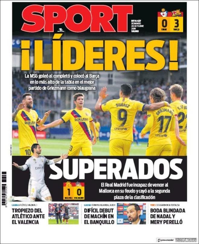 La portada de Sport del 20 de octubre