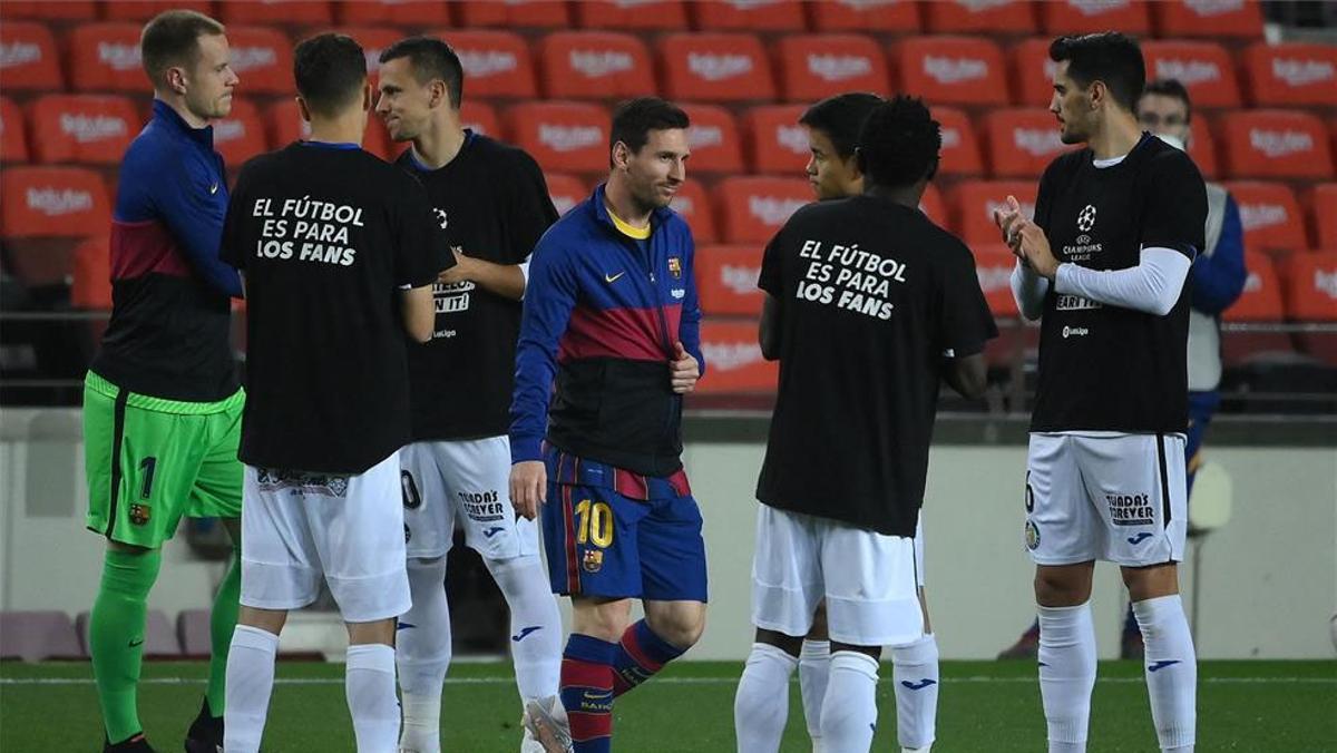 La camiseta que lucieron los jugadores del Getafe en protesta por la Superliga