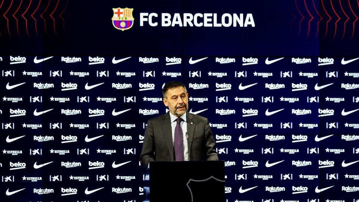 Bartomeu, en su comparencia telemática ante la prensa.