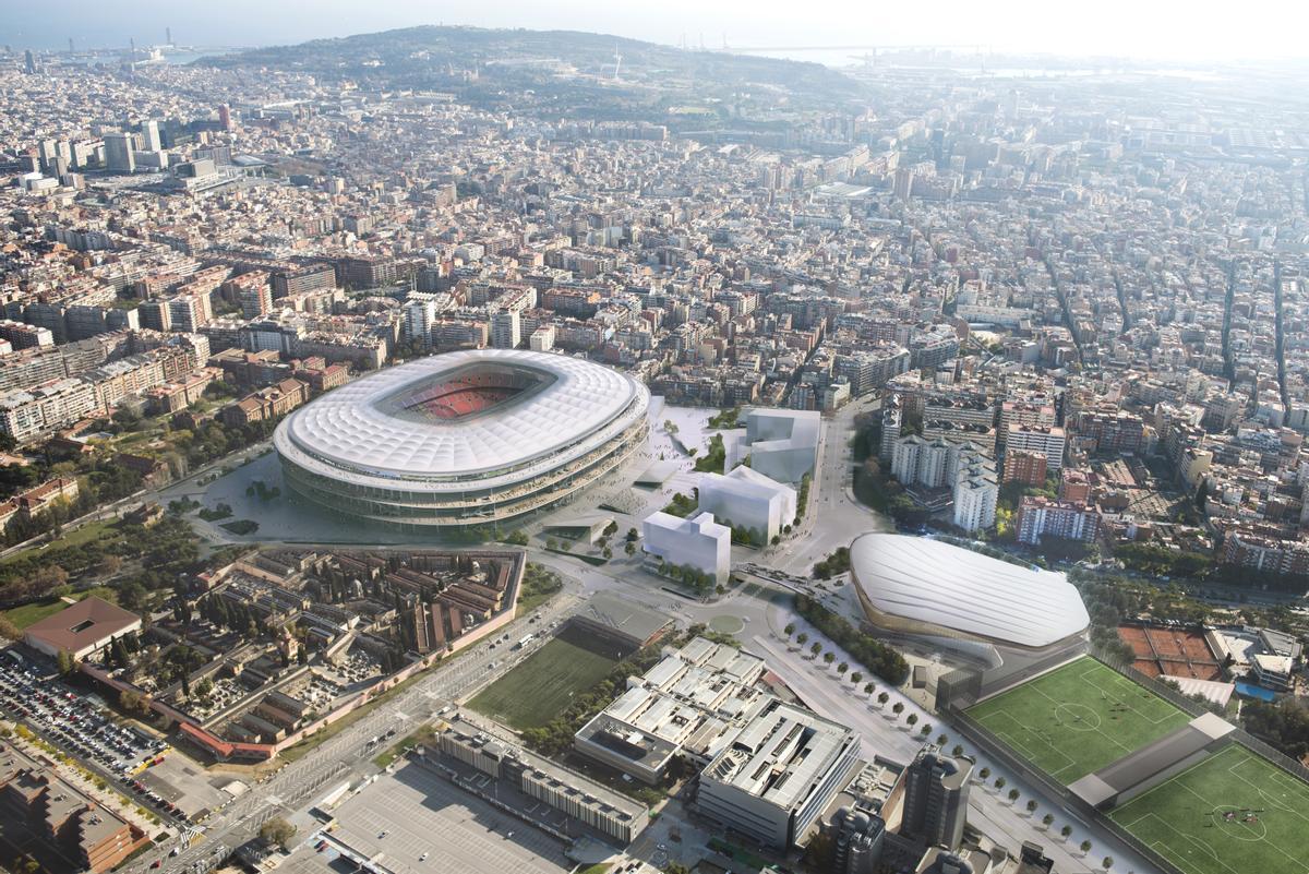 Una maqueta aérea de cómo quedará el Espai Barça.