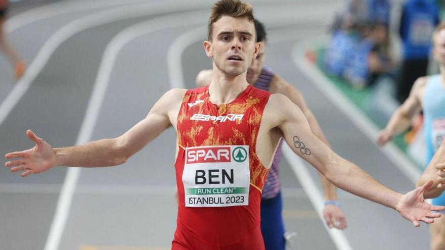 Adrián Ben, durante una prueba del último Europeo en pista cubierta.// EFE