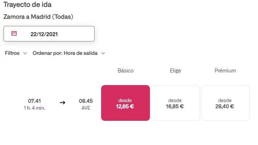 Precios en Renfe.