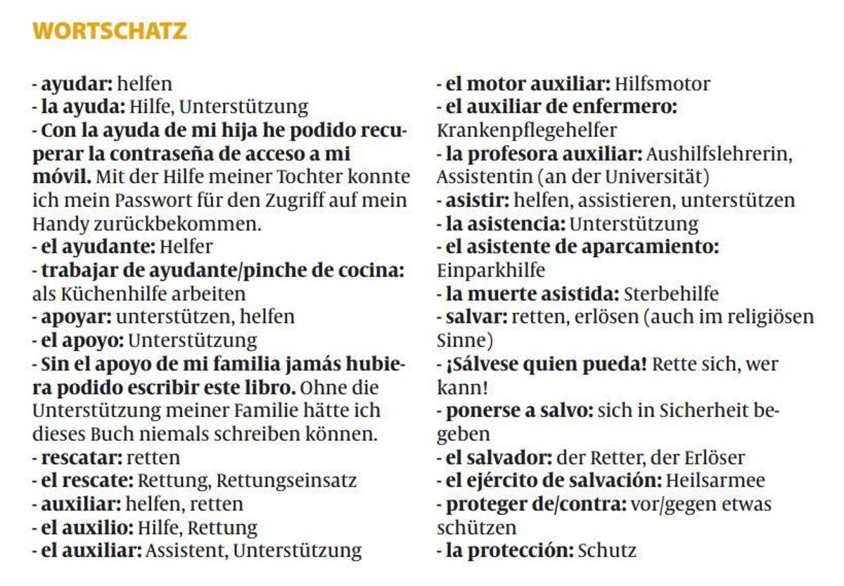 Der Wortschatz zum Thema.