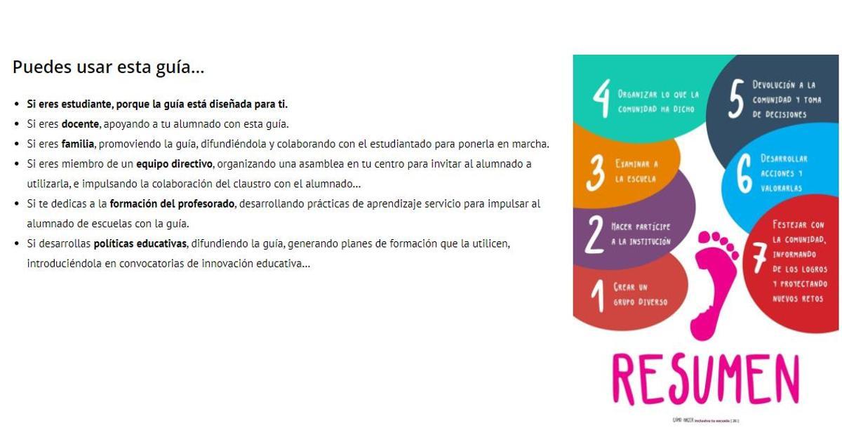 Información sobre la Guía ‘Cómo hacer inclusiva tu escuela’.