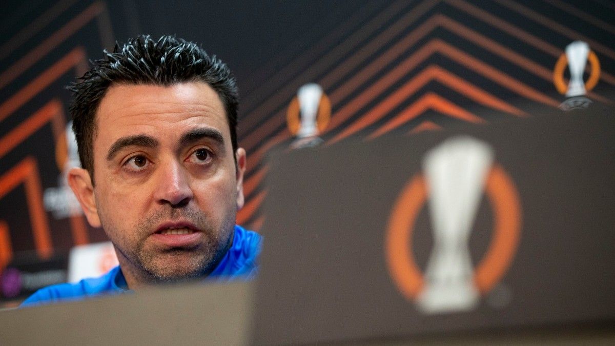 Xavi, en rueda de prensa antes del partido ante el Eintracht