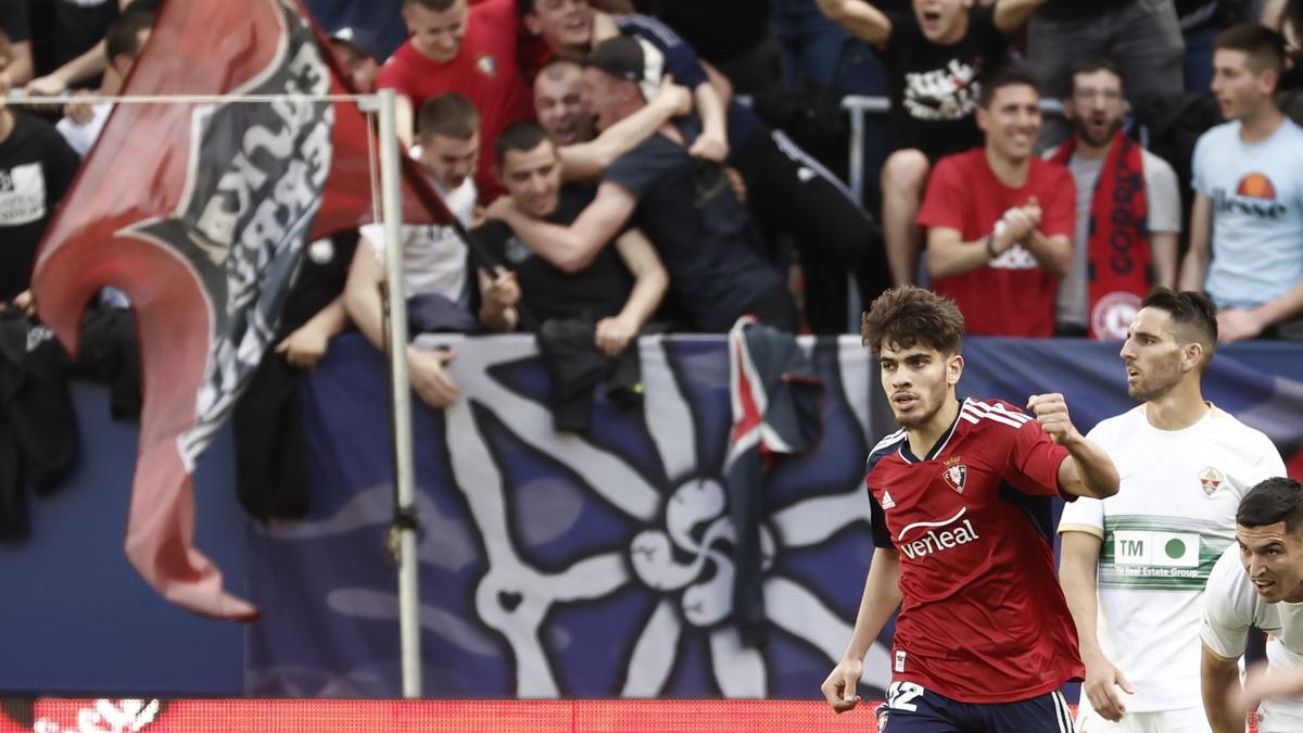 Abde celebra un gol en el Osasuna-Elche