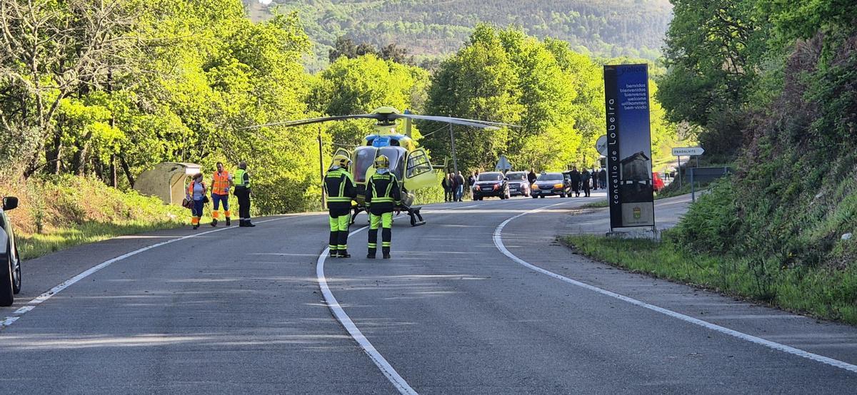 El momento de la evacuación en el helicóptero medicalizado