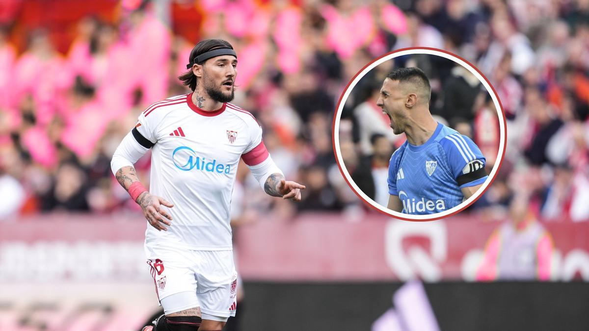 Montaje de Nemanja Gudelj y Vlachodimos en el Sevilla FC