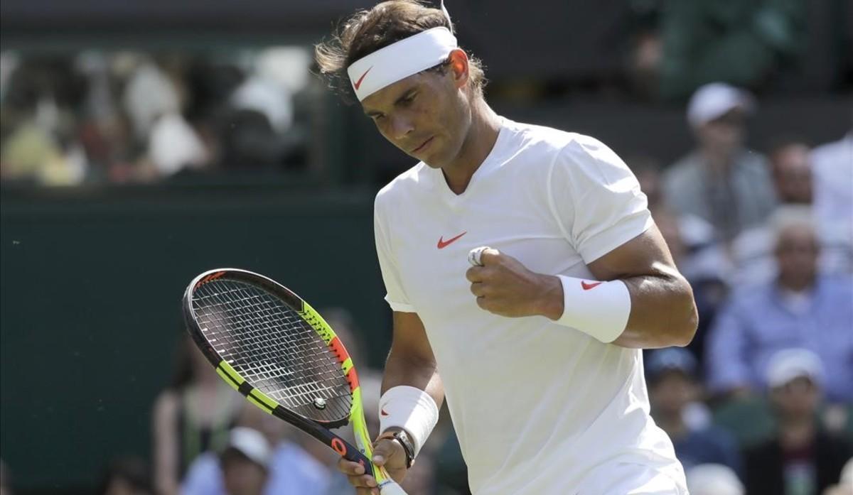 jpujol44128237 rafael nadal  of spain celebrates after winning a point duri180703170822