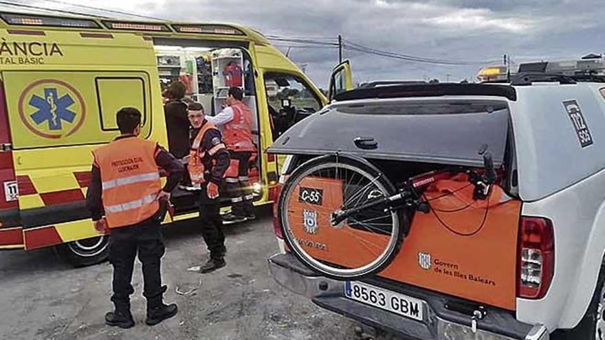 Rescate de un ciclista herido en Llucmajor