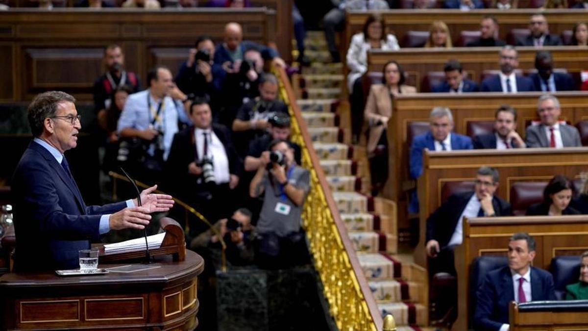 Alberto Nuñez Feijóo durante la primera sesión del debate de Investidura en el Congreso de los diputados.