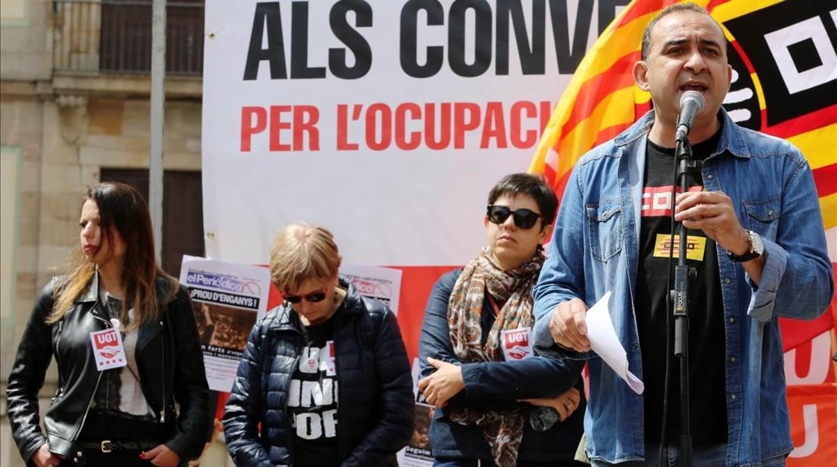 Javier Pacheco de CCOO, durante su locución.