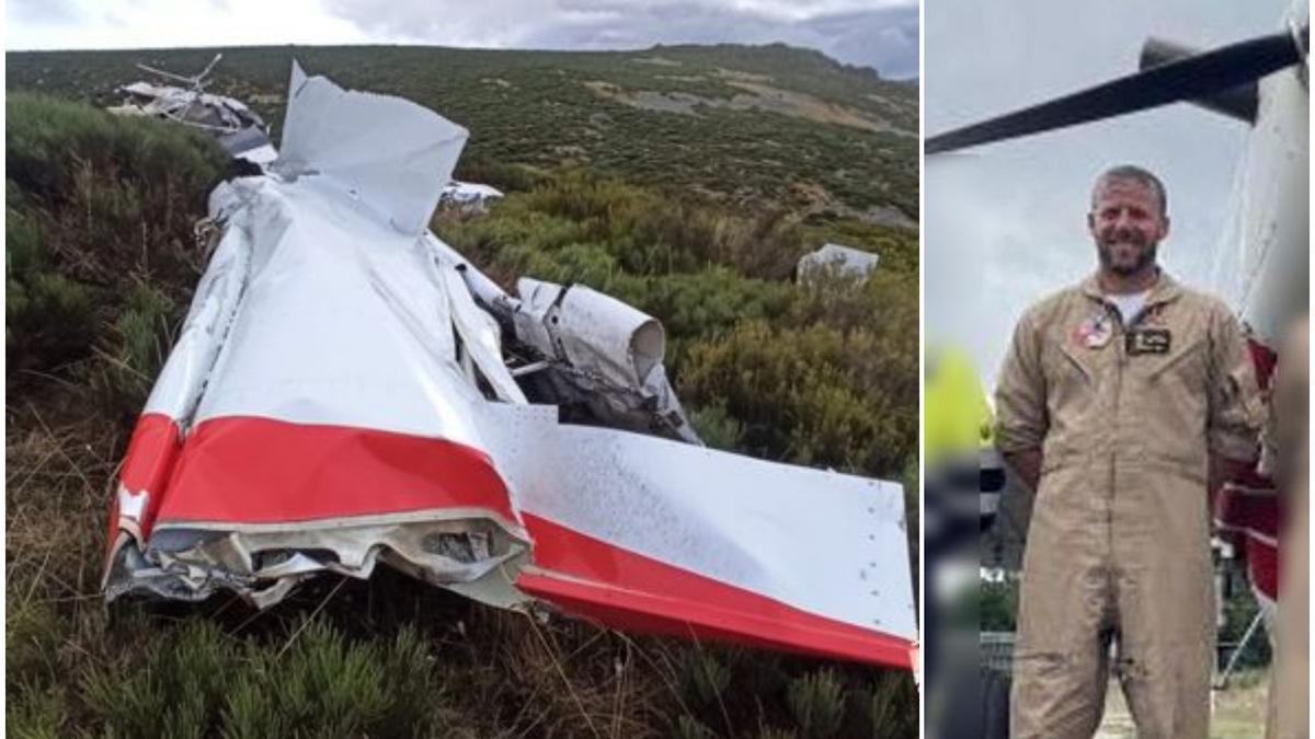 Avioneta estrellada en la sierra de Porto, en Sanabria, a bordo de la que viajaba el piloto Santiago Durán.