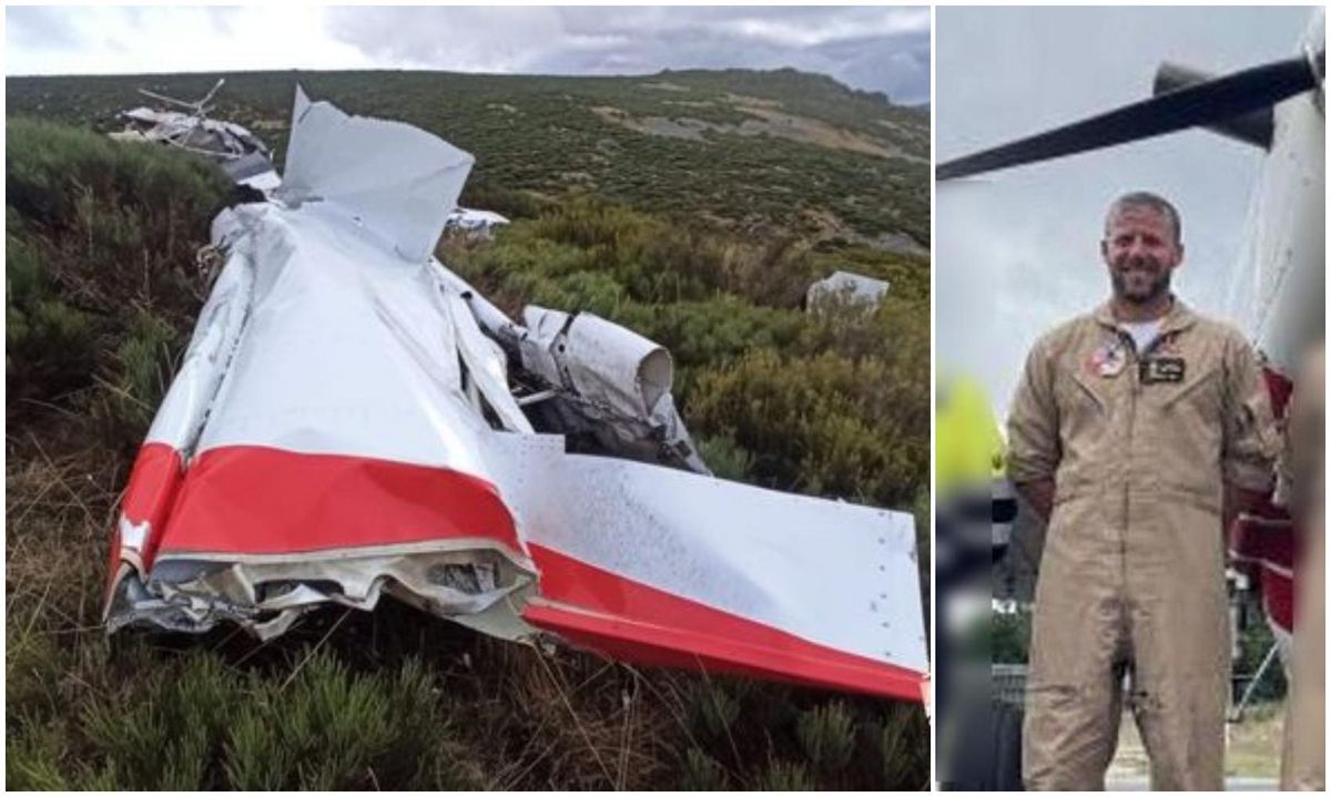 Avioneta estrellada en la sierra de Porto, en Sanabria, a bordo de la que viajaba el piloto Santiago Durán.
