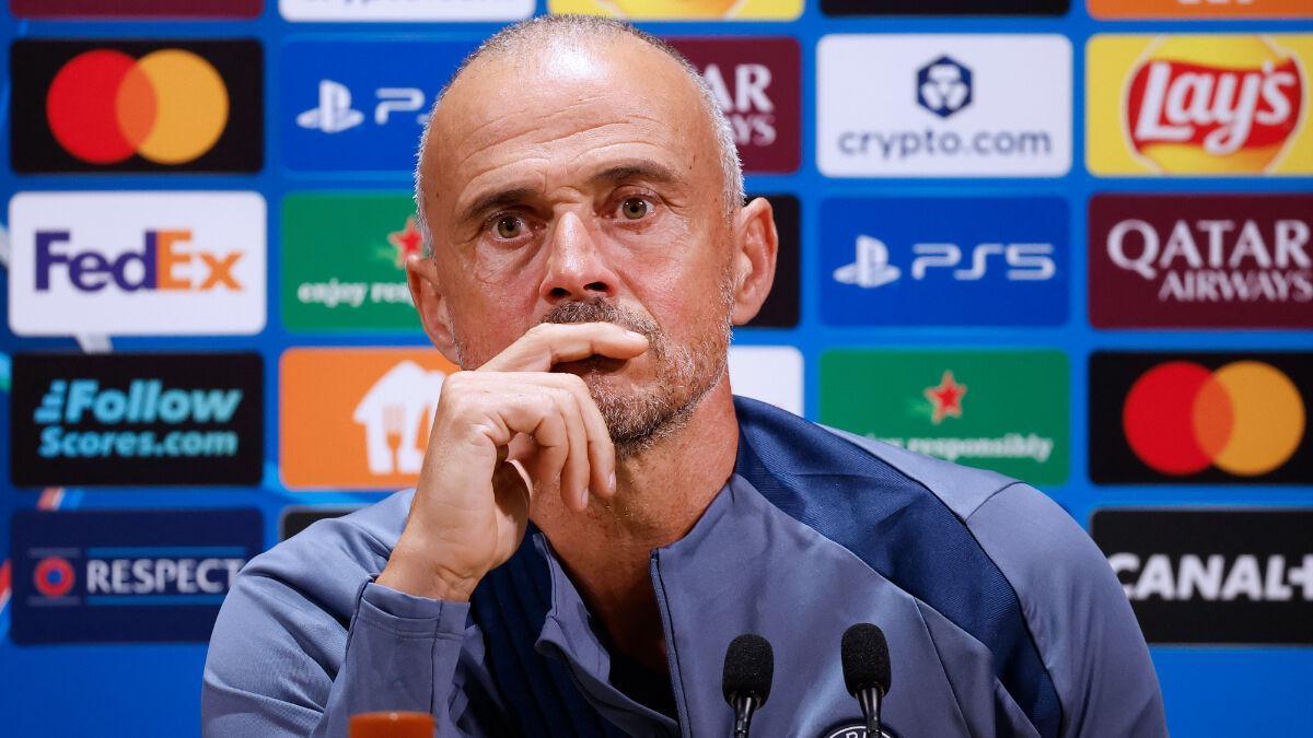 Luis Enrique, entrenador del PSG, en rueda de prensa.