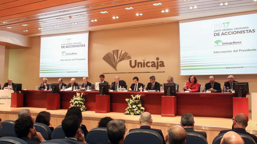 Una imagen de la junta general de accionistas de Unicaja, celebrada ayer.