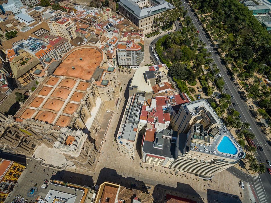 El centro de Málaga a vista de dron