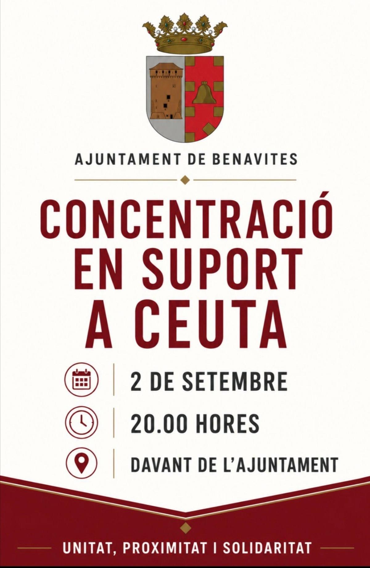 Cartel del acto en Benavites.