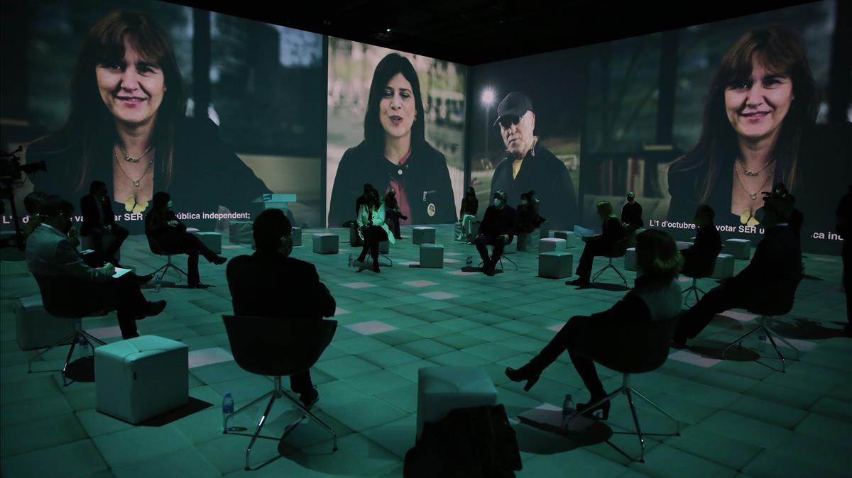 Acto final de campaña de Junts en la Sala Ideal de Barcelona.  