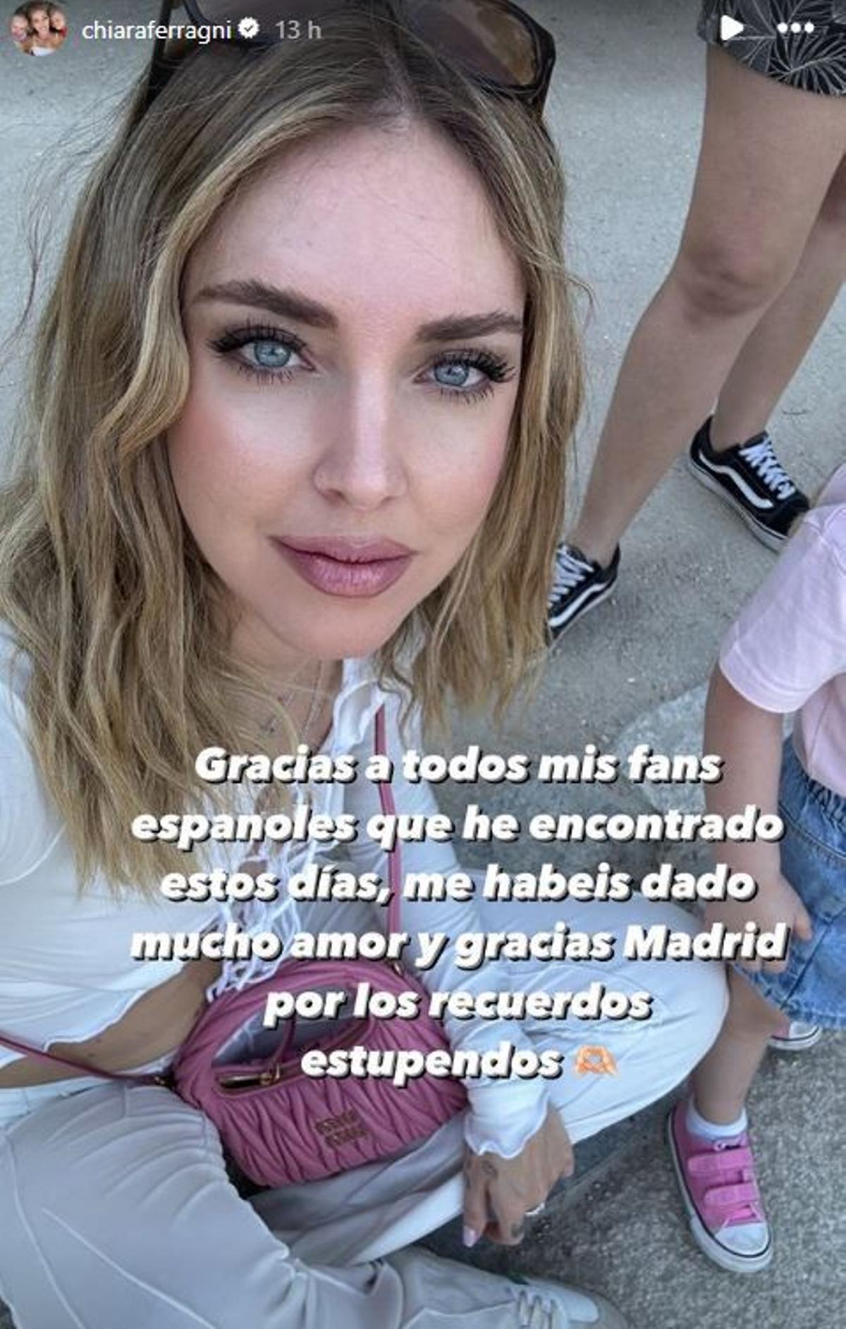 Chiara Ferragni, contenta pero no mucho en Madrid