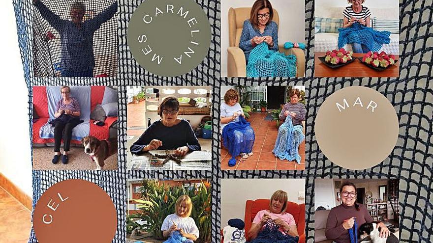 Fotos de mujeres que tejen para decorar el pueblo con redes. | LEVANTE-EMV