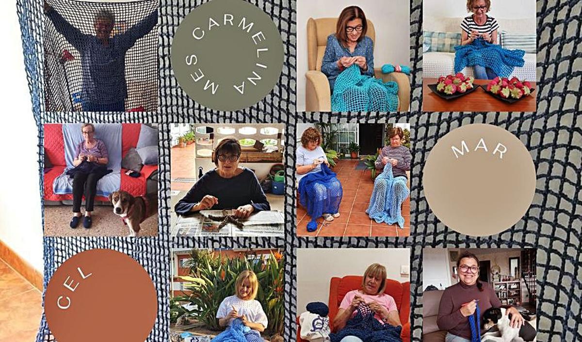 Fotos de mujeres que tejen para decorar el pueblo con redes. | LEVANTE-EMV