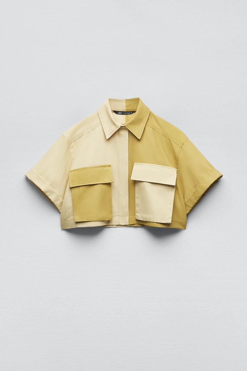 Camisa de gabardina tipo 'patchwork' de Zara