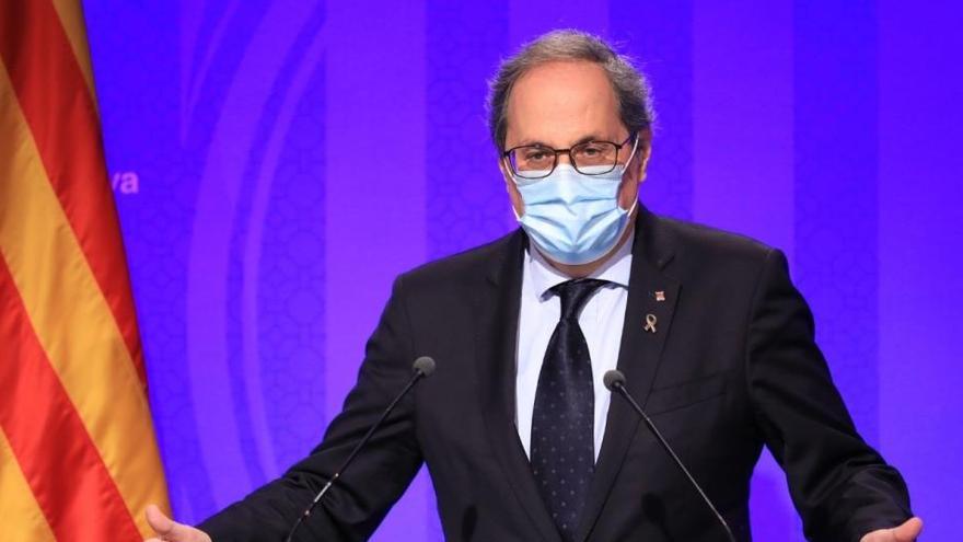 El president de la Generalitat, Quim Torra, durant la roda de premsa.