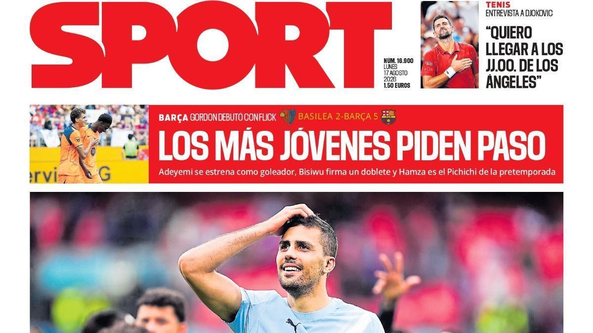 Esta es la portada de SPORT de hoy, lunes 17 de agosto