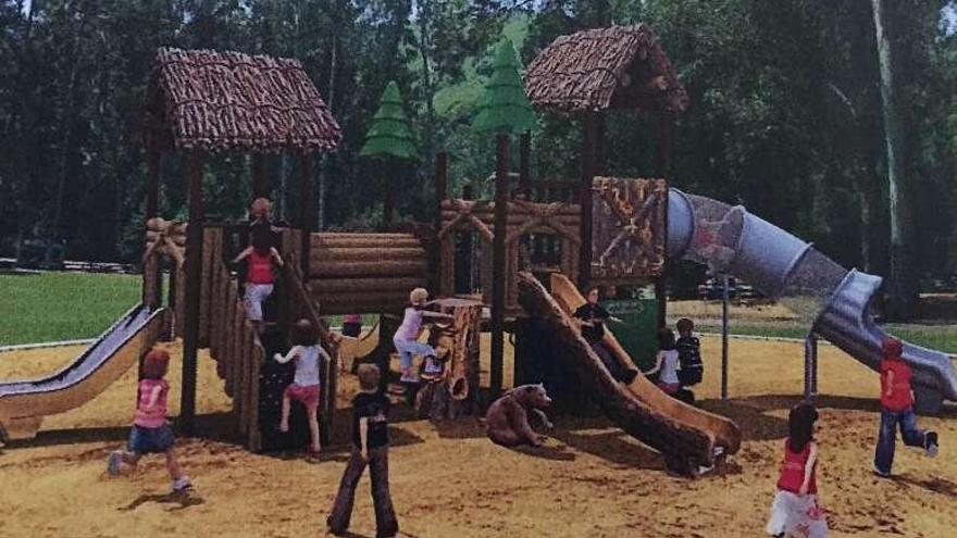 Recreación del parque infantil previsto para el área de A Carixa.