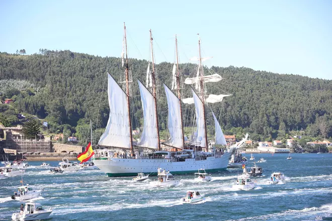 Llega a Ferrol el buque escuela de la Armada Juan Sebastian Elcano con la princesa Leonor a bordo