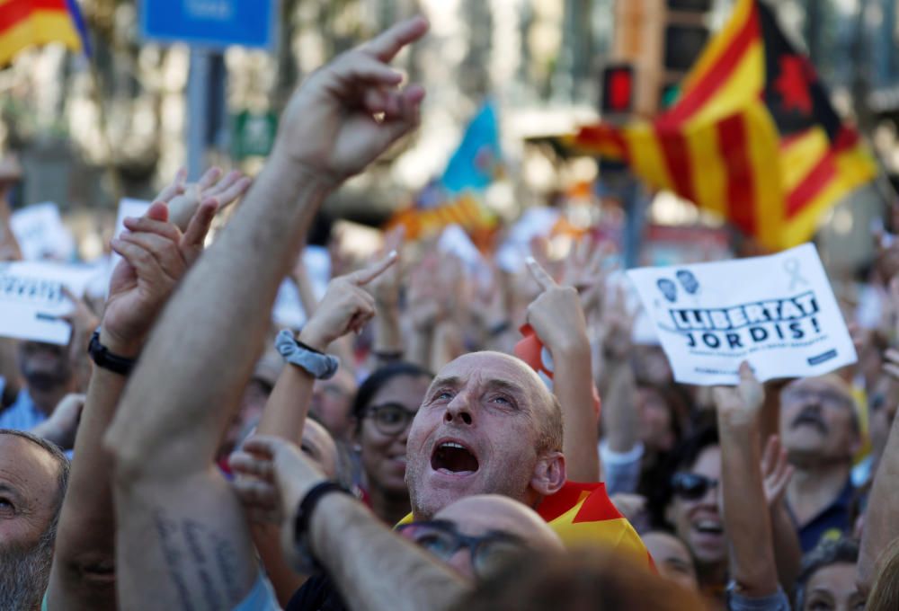 Manifestació a Barcelona per l'alliberament dels Jordis