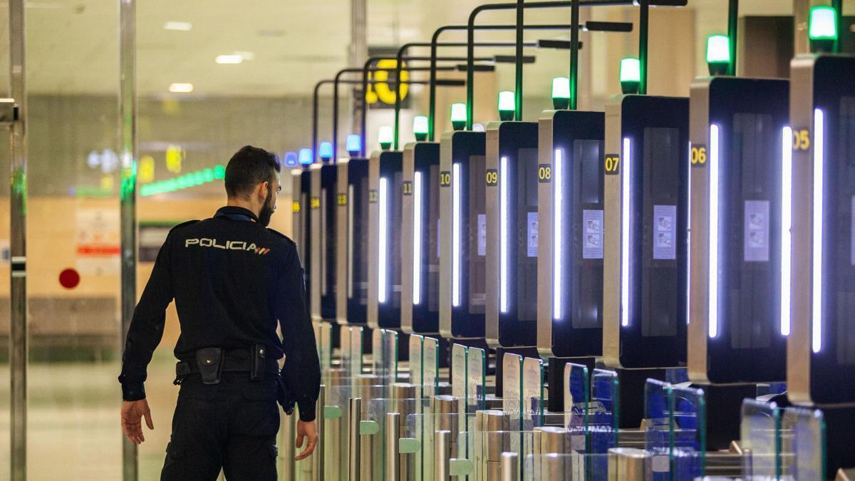 A police officer working at Ibiza airport.