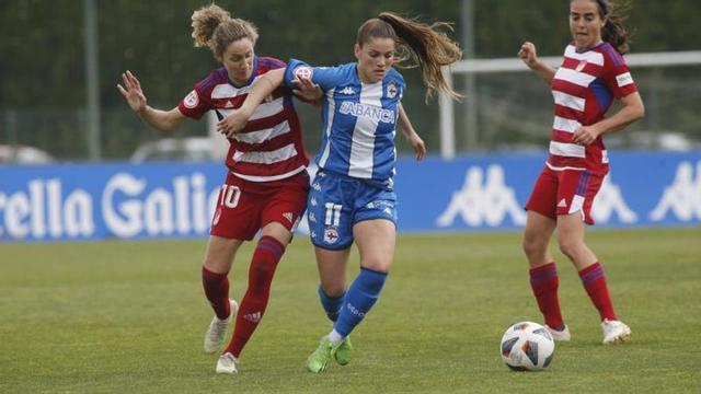 Millene protege el balón en el partido ante el Granada. | // IAGO LÓPEZ