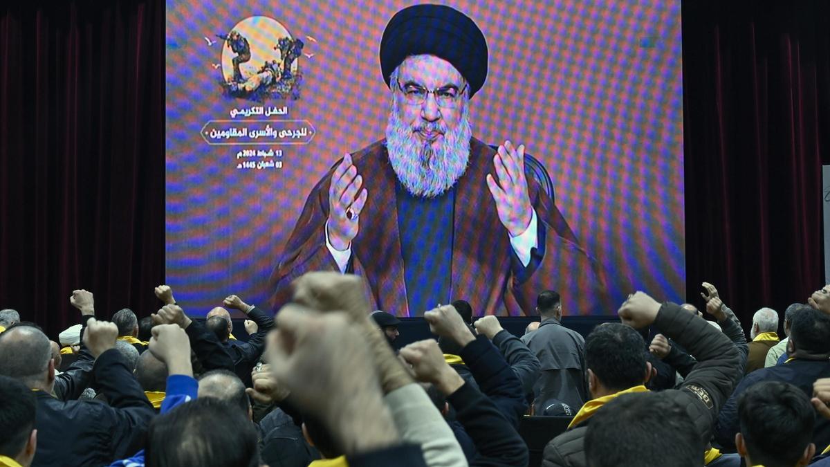 El líder de Hezbolá, Hassan Nasrallah, en un discurso el martes a sus seguidores en Beirut.