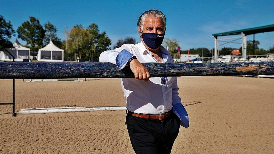 Jesús Kocina, ayer, en la pista del Club Hípico Astur.