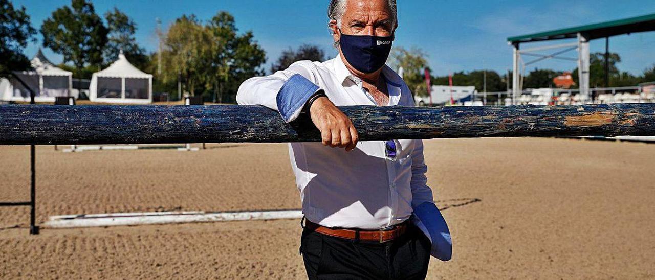 Jesús Kocina, ayer, en la pista del Club Hípico Astur.